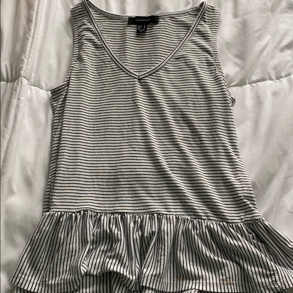 Black and White Peplum Tank Top